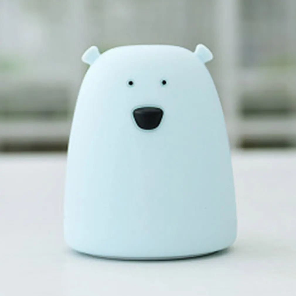 Силиконовый ночной прикроватный светильник медведь USB зарядка/батарея питание лампа зажигающаяся от прикосновения спальня Детский Светильник подарок давление снижение игрушка