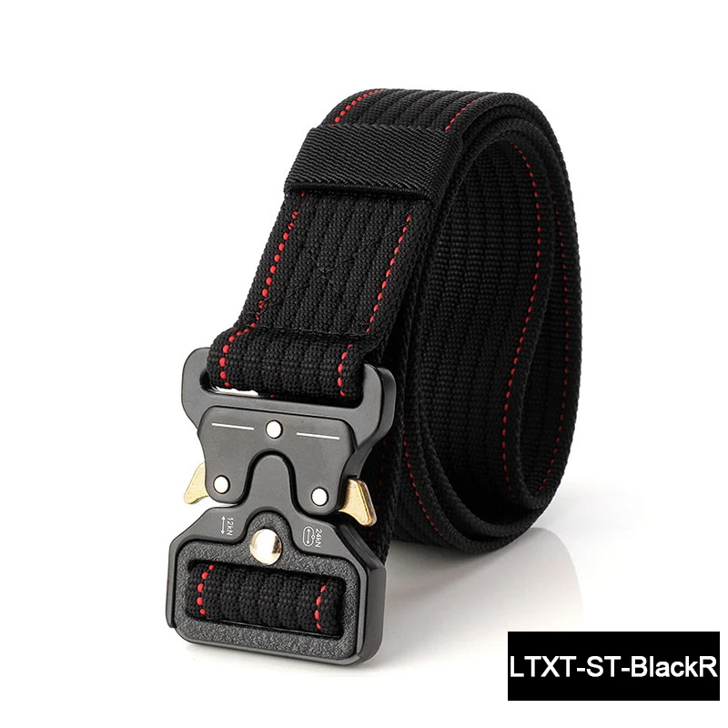 LTXT-ST-BLACKRED LiuWeiShun Heavy Duty Tactical Belts Men Waist Straps Army Military Equipment Hunting Nylon Belts With Znic Alloy Buckle - Цвет: LTXT-ST-BLACKRED