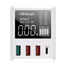 4 порта USB QC3.0 зарядное устройство концентратор Быстрая Зарядка Док-станция с светодиодный экран дисплея для мобильного телефона смартфон планшет ЕС США Великобритания штекер