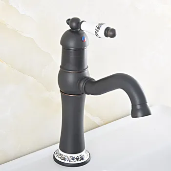 

Black Oil Rubbed Brass Swivel Spout Ceramic Base Lever Kitchen Wet Bar Bathroom Vessel Sink Faucet Mixer Tap One Hole asf823