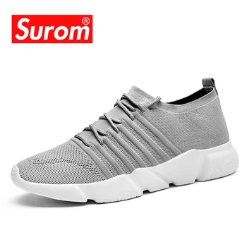 

SUROM Brand Men Sneakers Lightweight Mesh Adult Comfort Autumn Women Casual Shoes Breathable Krasovki Men Flyknit Unisex Shoes