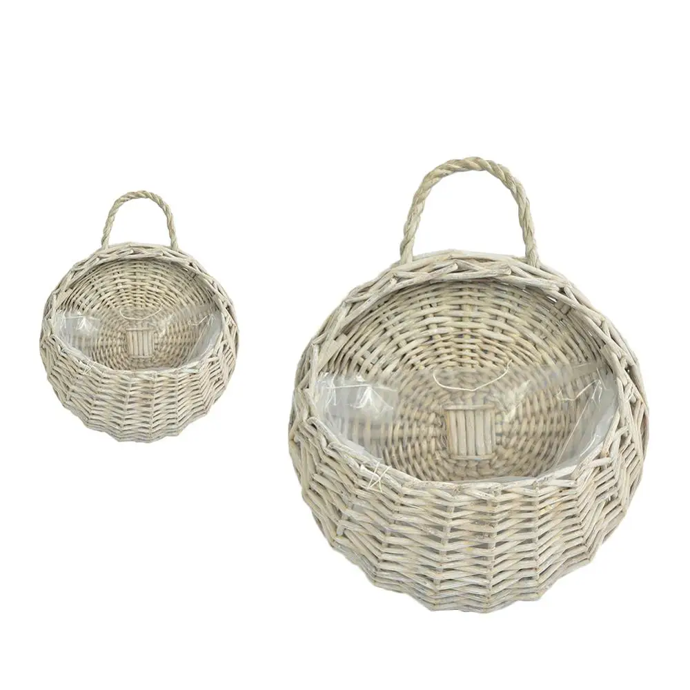 Wall Hanging Natural Wicker Flower Basket Flower Pot Planter Rattan Vase Basket Home Garden Wall Decoration Storage Container - Цвет: C