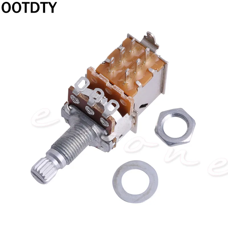 OOTDTY B500K потенциометр Push Pull переключатель Splined DPDT горшок Shaft18mm электрическая
