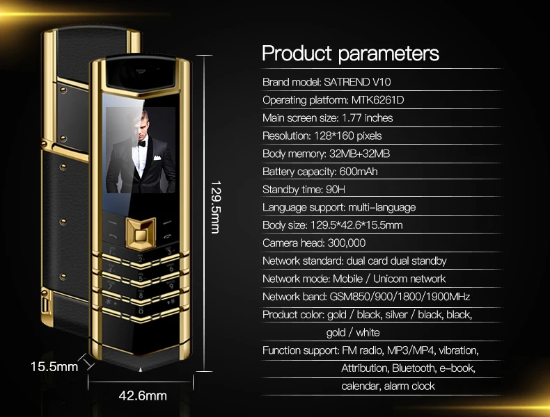 Бесплатный подарок кожаные сумки Meatl тела роскошный бар телефон V10 Dual Sim Bluetooth мобильный телефон вибрации Mp3 Mp4 FM