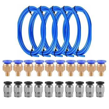 

5 Pcs Teflon Tube PTFE Tubing (1M) with 10Ocs PC4-M6 Fittings and 10 Pcs PC4-M10 Fitting Connector For 3D Printer 1.75mm Filamen