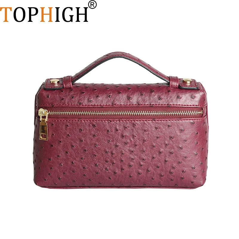 TOPHIGH Classic Ostrich/Crocodile/Snake Clutch Bag Luxury Clutch Evening Bag Women Python Leather Tote Purse Handbag for Party