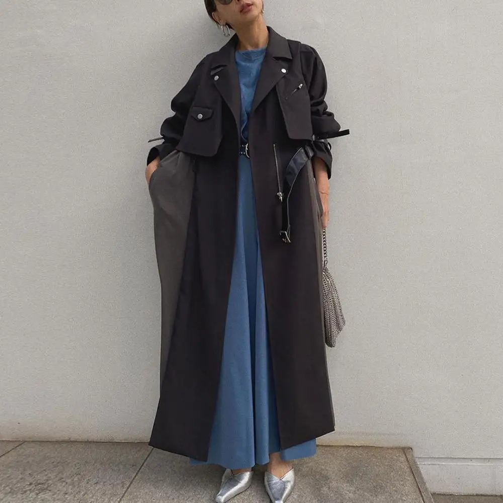 ZITY 2020 Autumn Spring Women 'S Coat Elegant Office Korean Windbreaker Female Ladies Patchwork Loose Long Chic Trench Coats