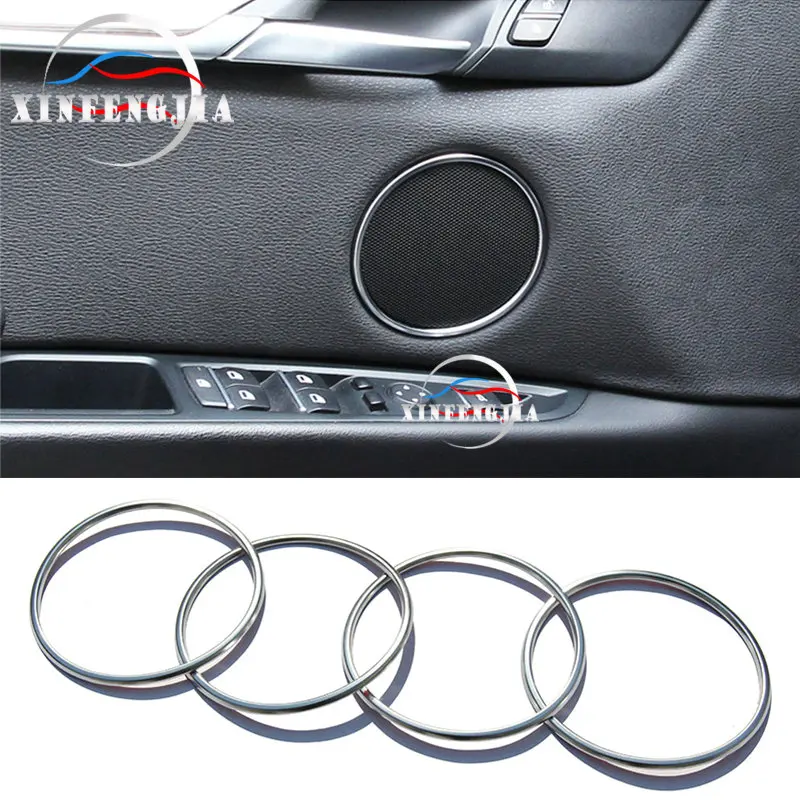 

For BMW X5 F15 X6 F16 15-19 4pc Chrome Ring Matte Door Speaker Covers Trim Frame