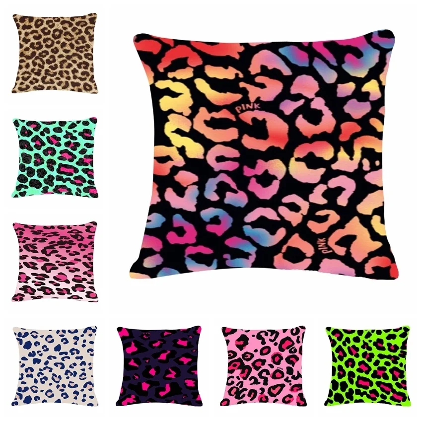 Hot Sale Decorative Throw Pillow Case Leopard Cotton Linen Cushion Cover for Sofa Home Decor Capa De Almofadas 45x45cm | Дом и сад