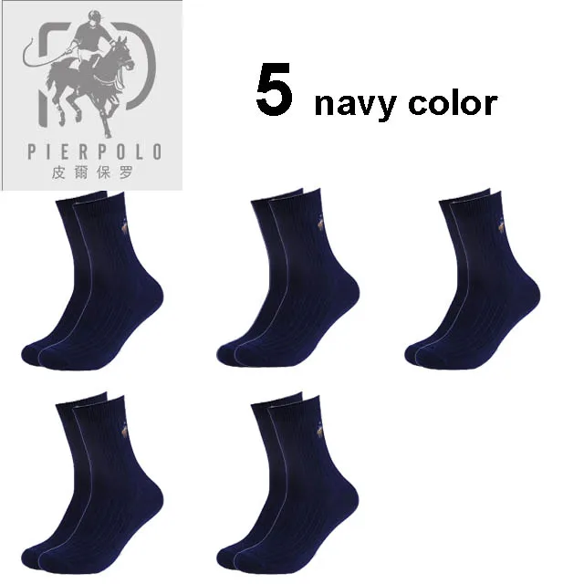 PIER POLO Cotton Sock Warm High Quality Men Dress Socks Calcetines Hombre Socks Business Winter Men gifts size39-44 sokken 5pair - Цвет: 5 pairs of navy