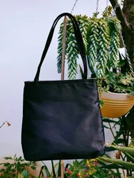 Elegant Women's Vintage Satin Shoulder Bag - Mini Tote Clutch Purse - 17x6x15cm (Black)