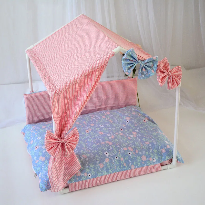2020 dog bed House For Cats Bow Design Detachable Pet bed for cats Top Quality Samll dog Kennel Cave For Cat