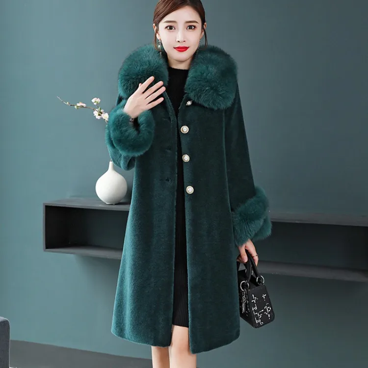 

Chenille Coat Women's 2020 New Slim Fit Slim Hooded Wool Fox Fur Composite Fur Noble Thickening Warm