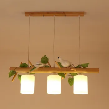 

Japanese style creative personality Bird chandelier restaurant lamp dining room chandelier modern simple solid wood Nordic lamps