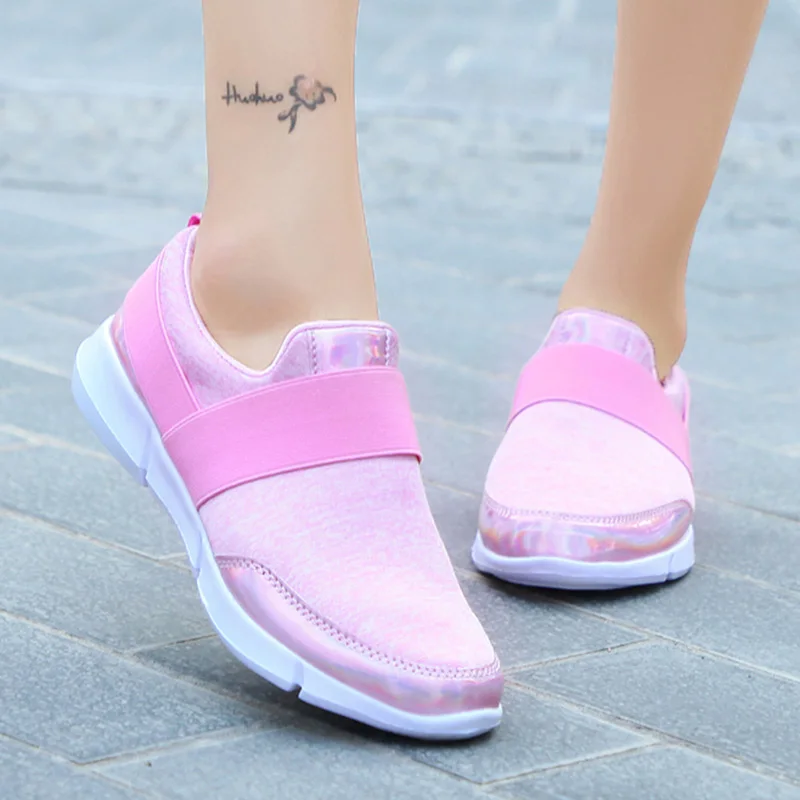 Pink Sooneeya/Большие Размеры 35-42; женские кроссовки; брендовая Летняя обувь из сетчатого материала; женские лоферы без шнуровки; Повседневная обувь; обувь на плоской подошве; Zapatillas - Цвет: Pink