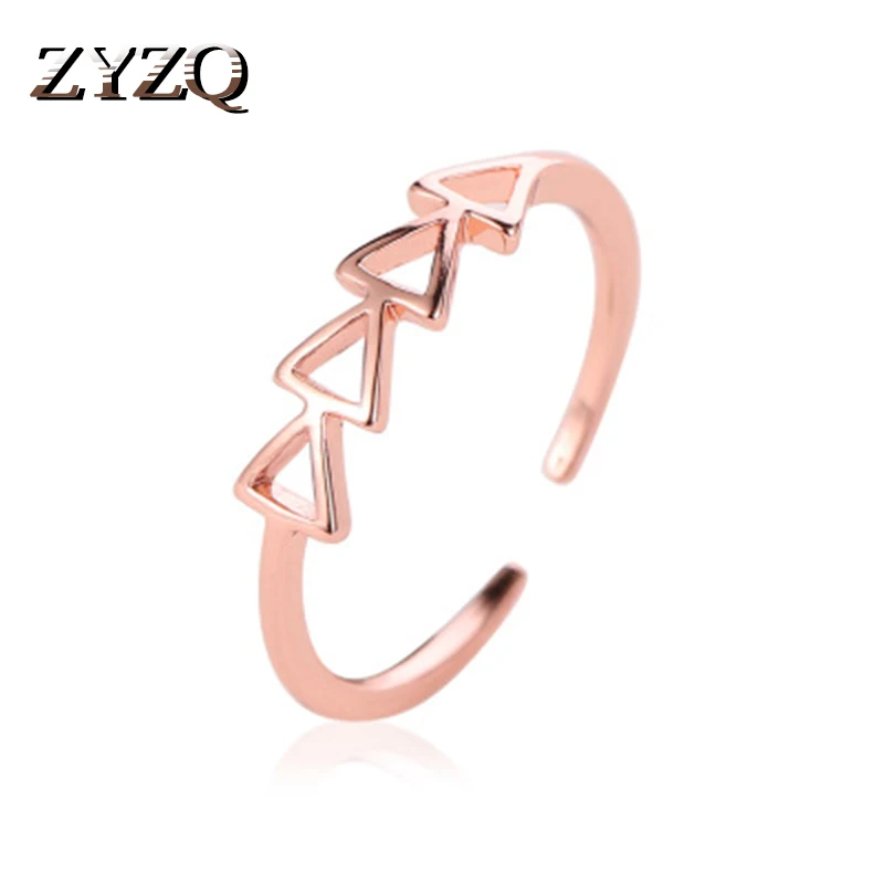 

ZYZQ Trendy Geometric Triangle Adjustable Open Rings High Quality Propose Engagement Finger Rings For Women Lovely Bridal Rings