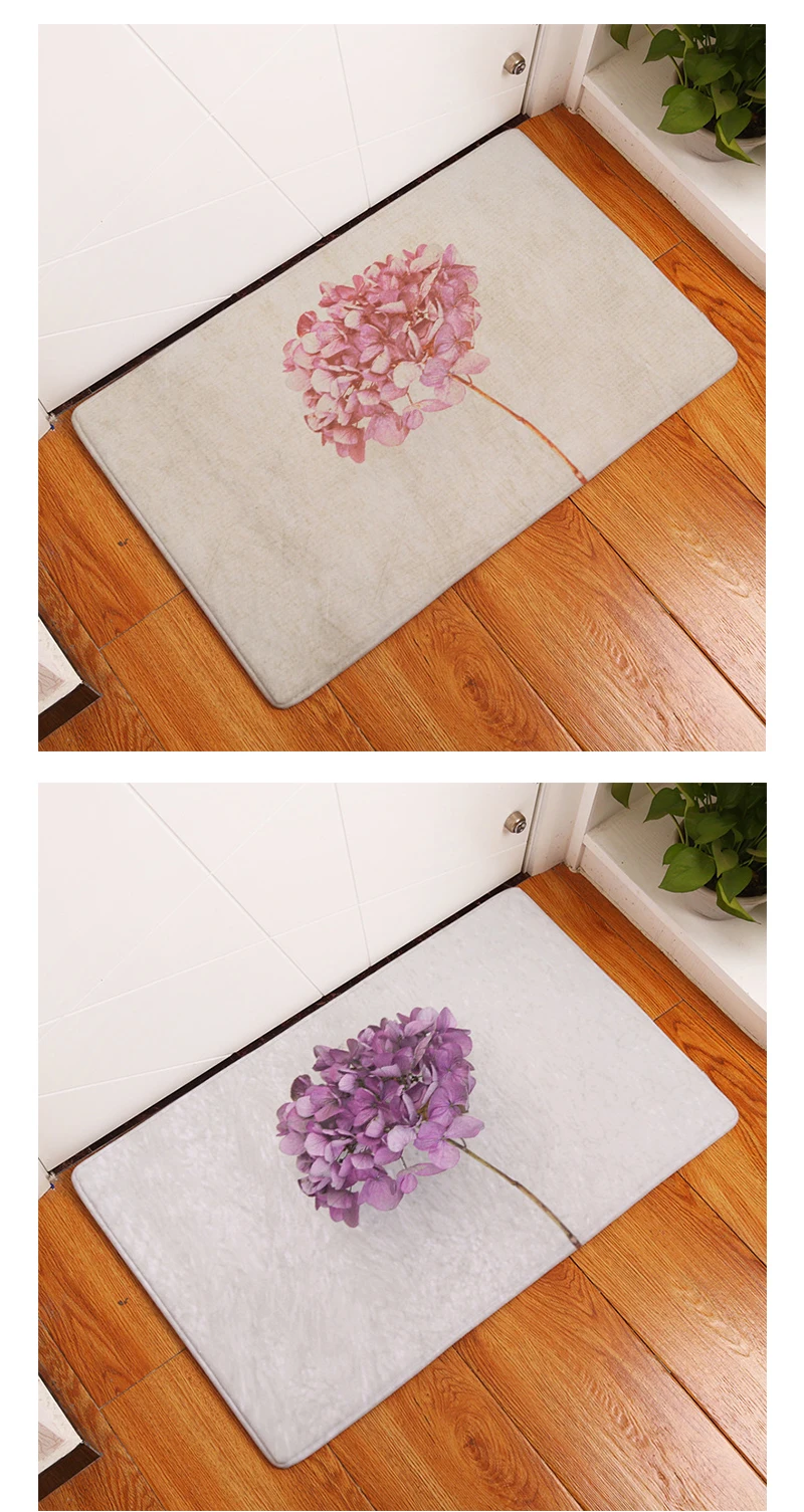 Carpet Entrance Welcome Mat Carpet Doormat Vintage Bouquet Printing Carpet Flannel Home Bathroom Kitchen Antislip Doormat