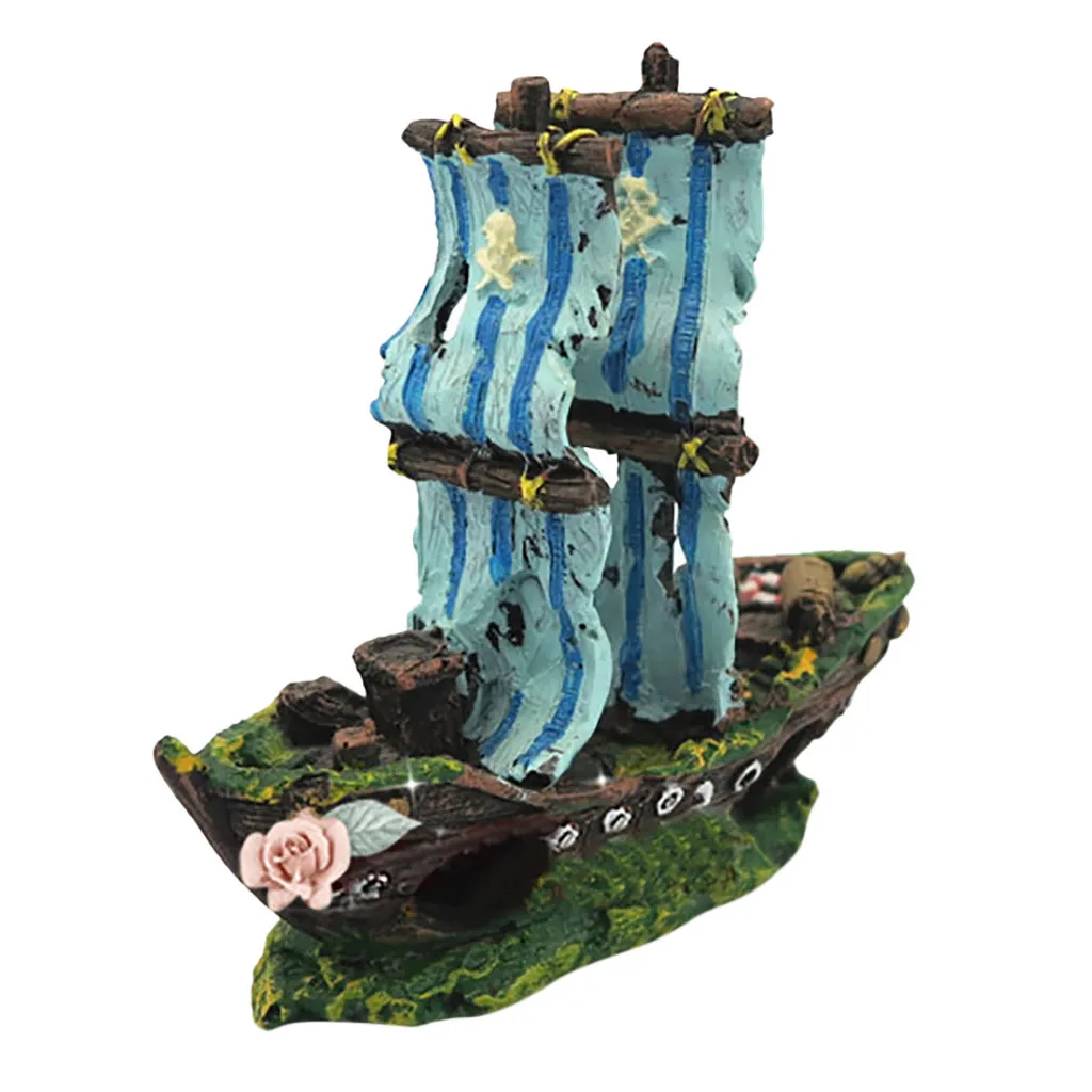 Украшение аквариума пейзаж Аквариума Пиратский корабль светящийся орнамент водный пейзаж затонувший кораблекрушение декорации аквариума - Цвет: C