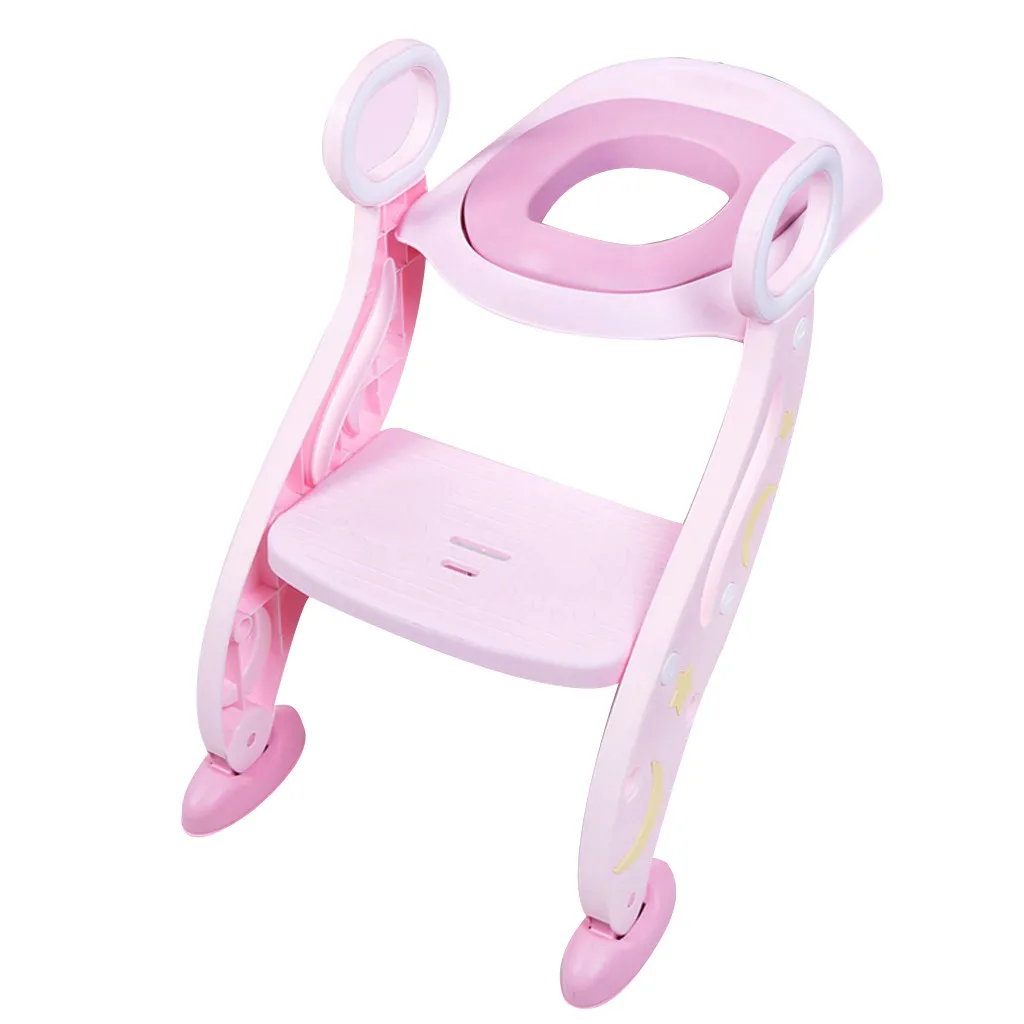 Складной Детский горшок для младенцев детское сиденье для унитаза для приучения к туалету с регулируемая лестница портативный писсуар горшок обучающее сиденье s для детей N30 - Цвет: Розовый