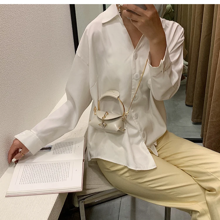 Mini Heart Chain Women's Handbags Purse Pu Ladies Round Top-handle Hand Bags Small Woman Shoulder Evening Clutch Totes Bags 2019 (4)