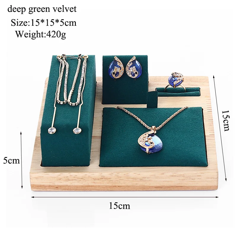 2022 Wooden Necklace Bracelets Earrings Set Display Stand Jewelley Display Holder Stand Velvet Jewelry Box Organizer Wholesale new arrival wooden necklace bracelets earringsring set display stand jewelley display holder stand velvet jewelry box organizer