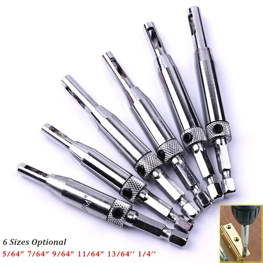1pcs HSS Self Centering Hinge Tapper Hexagon Drill Bit Door Cabinet Woodworking Positioning Hole Puncher 2/2.8/3.5/4.5/5.1/6.3mm
