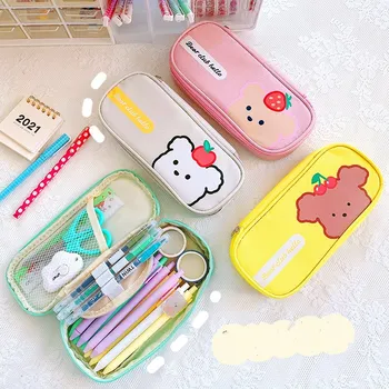 

Cartoon cute pencil case student ins tide girl large capacity pencil case female net red Korean simple pencil pencil case