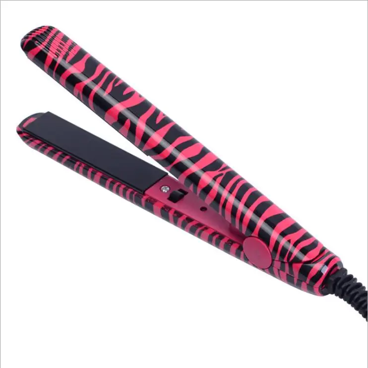 Electronic Hair Iron Hairstyling Portable Ceramic Flat Straightener Irons Styling Tools Zebra Red EU Plug |