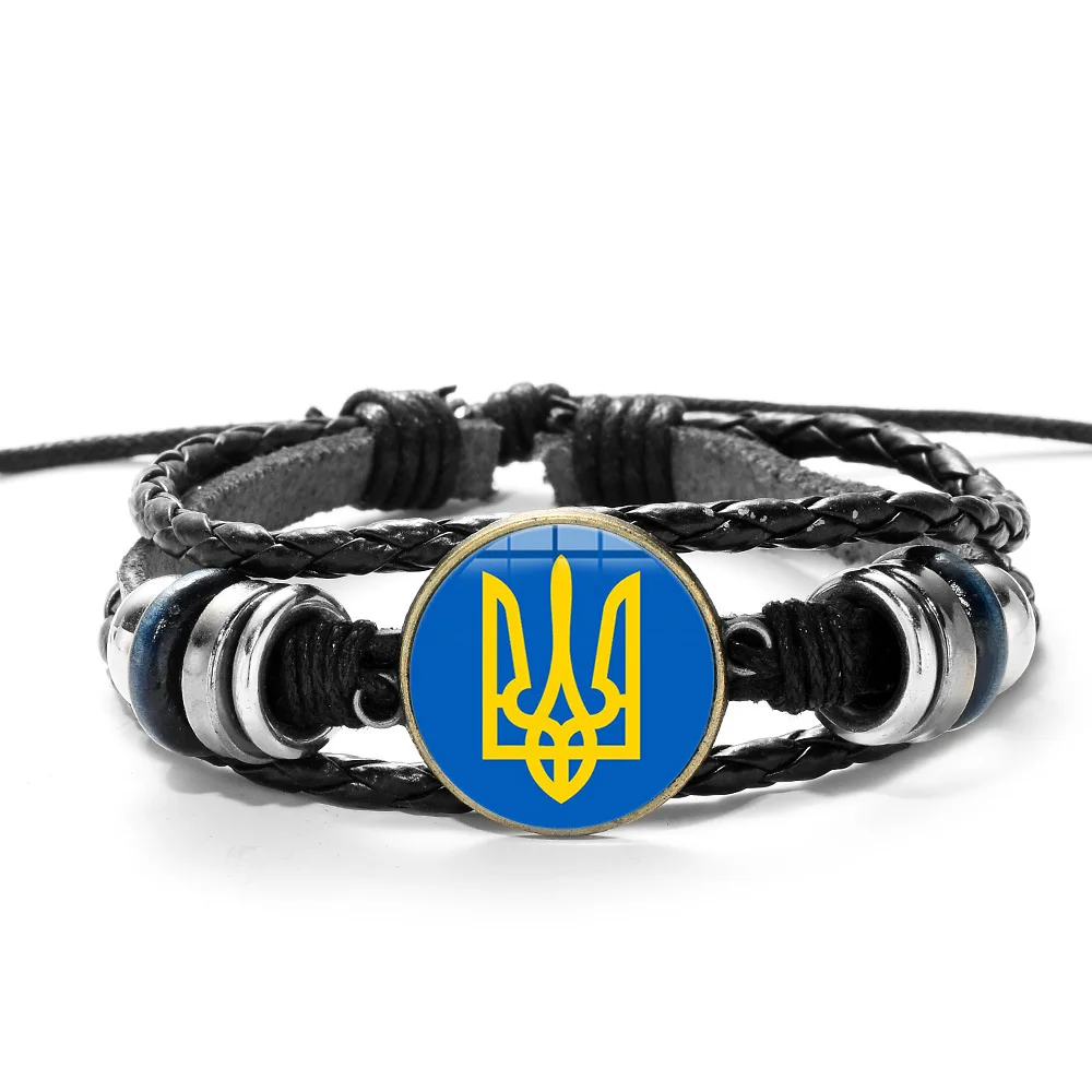 SONGDA классический Tryzub Украина браслет с подвесками ручная работа стекло драгоценный камень многослойный, из полиуретановой кожи браслет украинский браслет унисекс ювелирные изделия