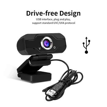 

1080P USB Webcam Manual Focus Computer Camera Built-in Sound-absorbing Microphone Drive-free Web Camera for PC Laptop Computer