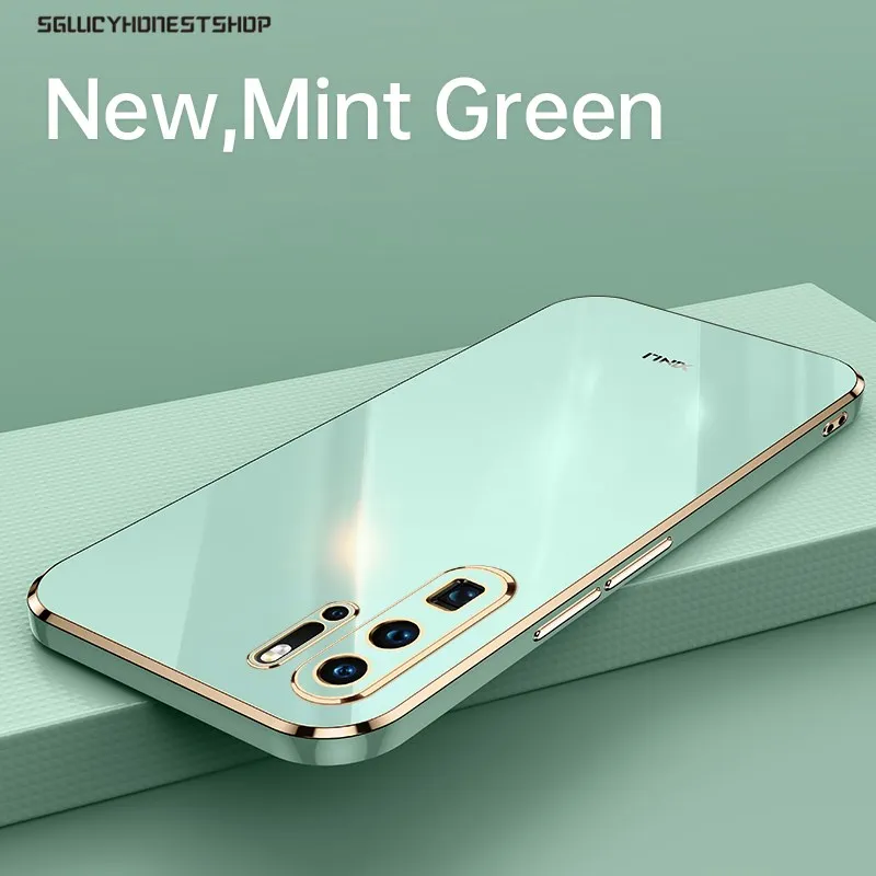 Luxuriöse quadratische Beschichtung aus weichem Silikon für Huawei P30 P50 P40 Pro Lite Mate 30 40 Pro Nova 8 SE, stoßfeste Candy-Abdeckung_voghion.com