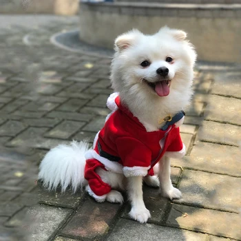 

Christmas Pet Dog Jumpsuit Cat Clothes Warm Fleece Jumper Puppy Red Dress Dog Costume Pet Supplies