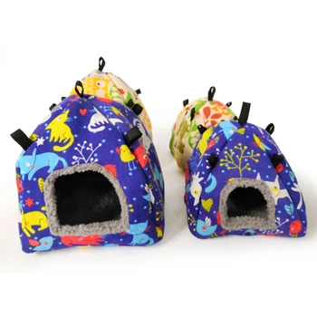 

Color Random Warm Cotton Tent Shape Small Pet Squirrel Parrot Sugar Glider Hanging Cage Hamster Cage Bed House Hedgehog Nest Toy