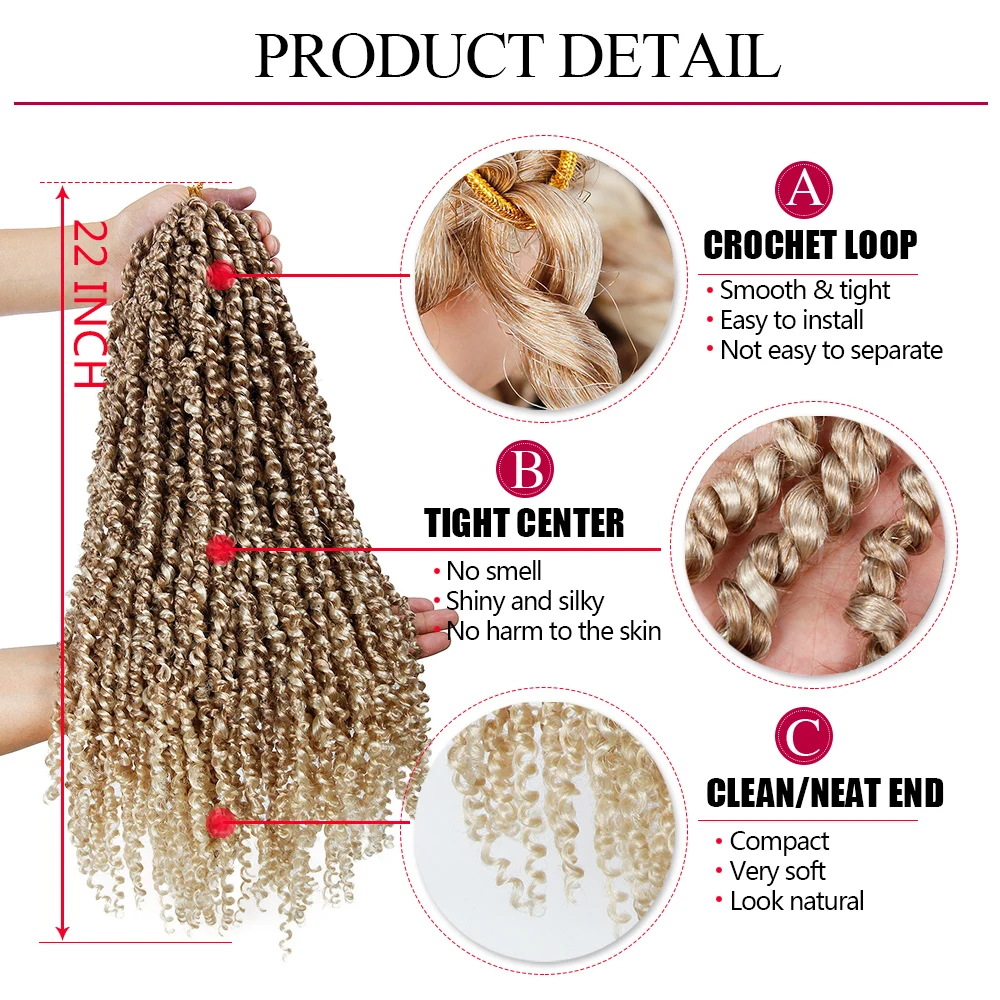 Synthetic Crochet Braids Hair For Passion Twist Pre-Looped Fluffy Ombre 12 18 22 28Inch Pre-Twisted For Black Woman YXCHERISHAIR