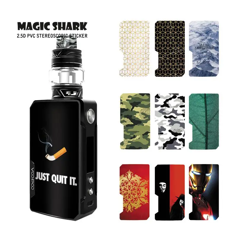 

Magic Shark PVC Army Leaf Just Quit It V-Vendetta Iron Man Case Sticker Skin for Voopoo Drag 2 E Cigar
