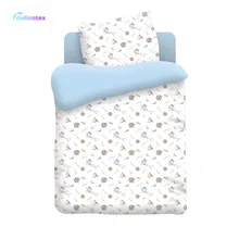 КПБ Delicatex детск. поплин "Непоседа"(40х60) рис. 8896-1/голубой Птенцы