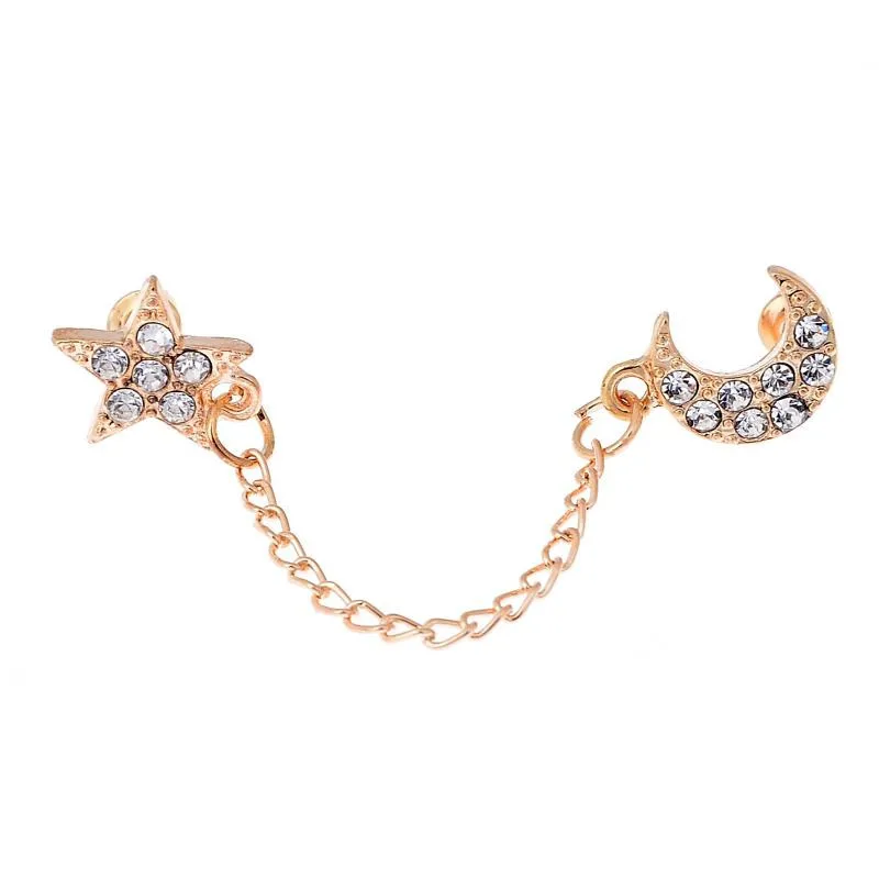 Винтажные ювелирные изделия для пирсинга с двумя боковыми золотыми цепочками и