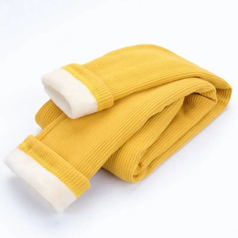 Г. Осень-зима, новые детские Эластичные Обтягивающие штаны для девочек детские теплые плотные брюки для девочек узкие бархатные леггинсы для младенцев W279 - Цвет: Цвет: желтый