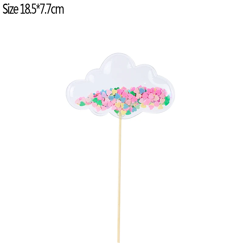 Разноцветные конфетти Звезда бусины в виде сердца Русалка облако Корона прозрачные топперы на свадебный торт дети день рождения праздничный торт - Цвет: S13 cloud