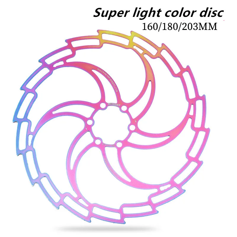 

160/180/203mm Color Ultralight Hollow MTB Mountain Bike Brake Disc Rotor Six-nail Disc Rotor Bicycle Brake Pad Floating Disc