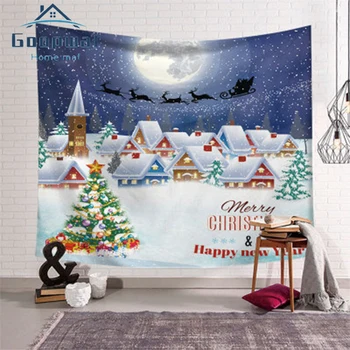

Christmas Green Tree Tapestry Home Wall Hanging Cloth High Quality Background Cloth Xmas Home Decoration Bedspread Wall Carpet