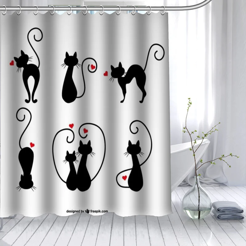 

Custom Cat Animal Shower Curtain 3D Waterproof Polyester Fabric Bath Curtain High Defintion Printing 12 Hooks For The Bathroom