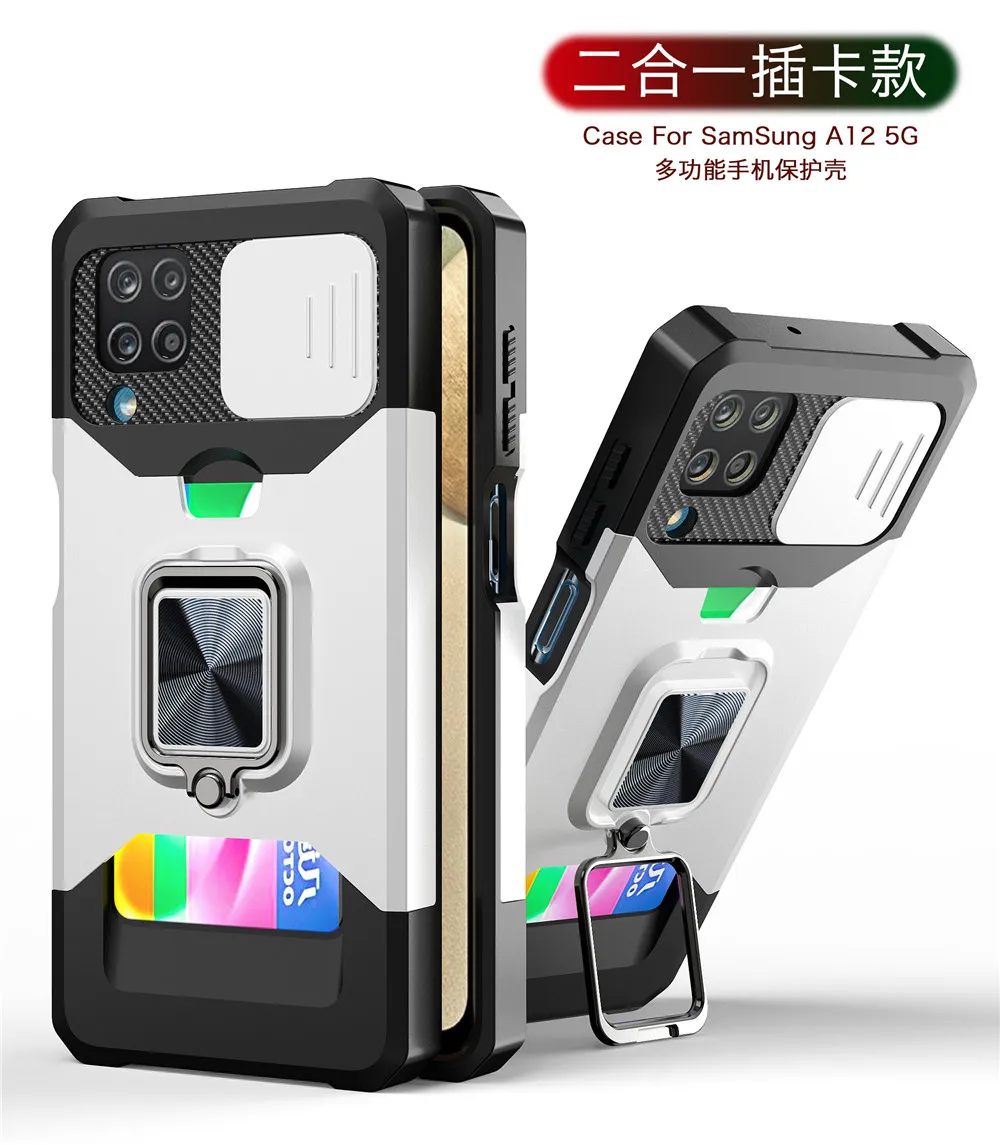Ring Holder Card Slot Armor Case For Samsung Galaxy A12 Shockproof Cover For SamsungA12 A 12 SM-A125F A22 A32 A42 A52 A72 A53 33 mobile pouch