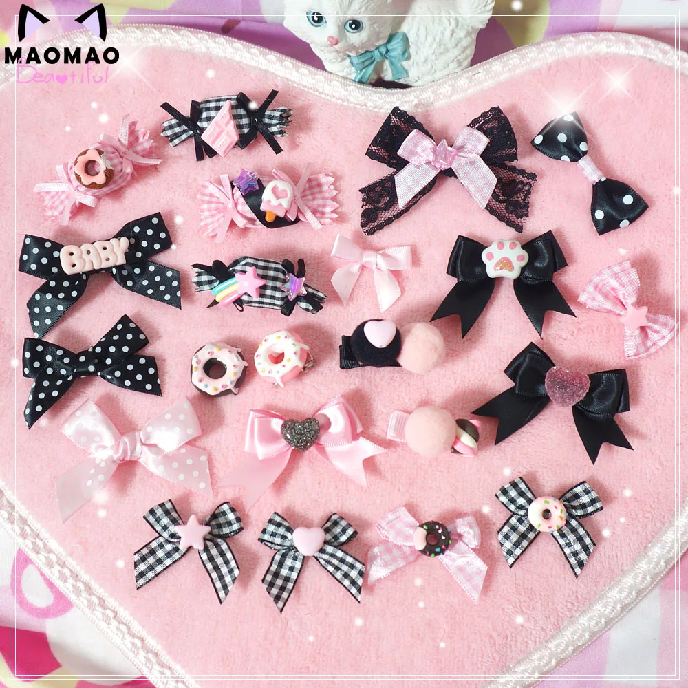 

Оригинальный черный Розовый Peep Sweet Lolita маленький черный сладкий боковой зажим Милая заколка для волос головной убор цветок заколка с утконосом