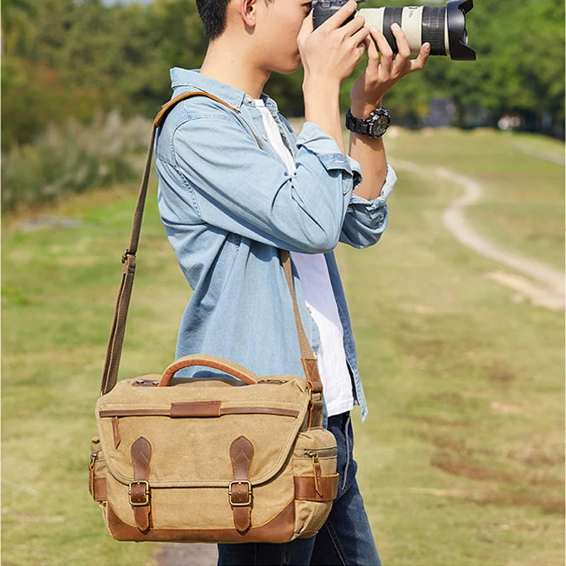 Retro à Prova Foto para Mulheres dos Homens Bolsa para Canon Câmera Batik Lona Vintage Dslr Água Fotografia Ombro Ocasional Mensageiro Nikon Sony - Image 6