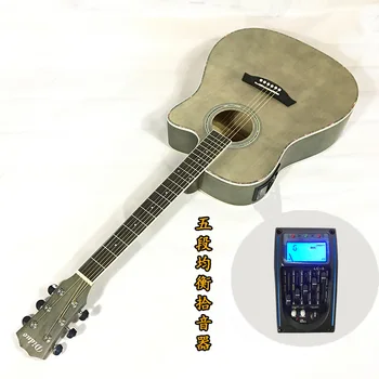 

41-Inch Folk Music Wood Guitar Electric Box -EQ Basswood Guitar Mid-Range Guitar Guitar Cutaway Matte Guitar