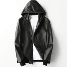 Настоящая дубленка, куртка-бомбер с капюшоном из натуральной кожи, Мужская мотоциклетная кожаная куртка, пальто Chaqueta Cuero Hombre KFS19M017