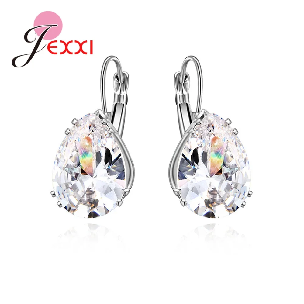 Chic Korea Stylish Female Earrings 925 Sterling Silver Dazzling AAA Cubic Zircon Stone Made Drop Dangle Ear Brincos Jewelry | Украшения и