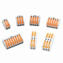 10 pces 222 mini conectores de fio rápido universal compacto conector de fiação push-in bloco de terminais PCT-212 213 214 215