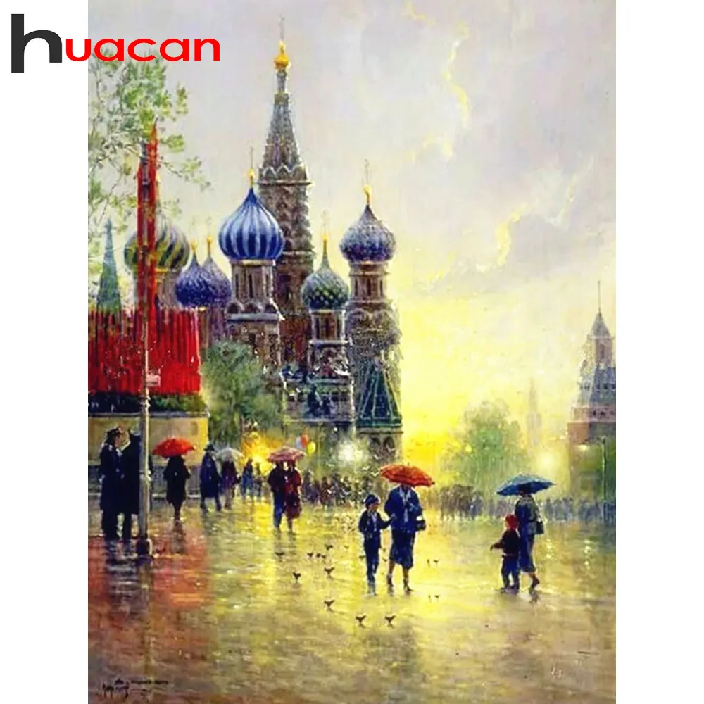 

Huacan Diamond Painting New 2019 Scenic Diamond Embroidery Square Rhinestones Landscape Pictures By Numbers Home Decoration